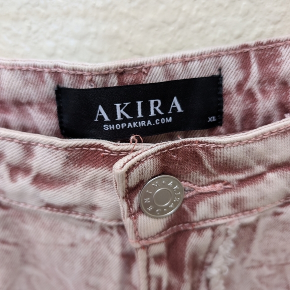 Akira Brand Pink Acid Wash Distressed Jean Shorts. Size XL - Picture 2 of 5